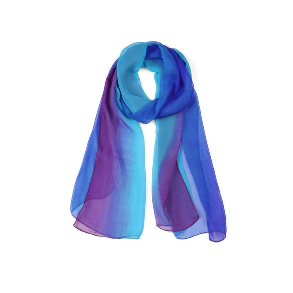 Long Chiffon Scarf Silky Gradient Color Shawl Spring Summer Wrap 63"x19.6"